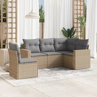 conjunto de sofas jardin con cojines 5 uds  mueble jardin mesa y sillas ratan sintetico beige cfw549437