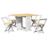 set comedor plegable mariposa 5 pzas corona madera pino blanco vidaxl
