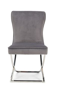 Giovanni Grey Velvet Dining Chairs - Grey