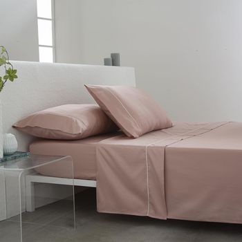 Juego De Sábanas Nude Saten Algodón 300 Hilos Salmon Cama 90