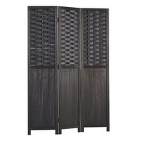 biombo separador de ambientes de 3 paneles en madera negra 175x132 cm par06081