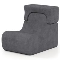 costway silla de piso para adultos sofa perezoso con reposacabezas desmontable funda de terciopelo hielo lavable y relleno de espuma elastica gris