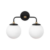 lampara de pared horn-12212 crema antigua negro metal vidrio 37x21x27 cm