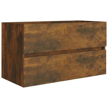 Mueble De Almacenaje | Mueble Lavabo Madera Contrachapada Roble Ahumado 80x38,5x45cm