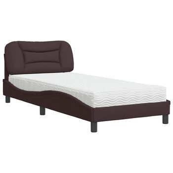 Cama Con Colchón Hvar Tela Marrón Oscuro 90x190 Cm Vidaxl