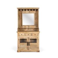 mueble botellero fabricado en madera de mango con espejo central