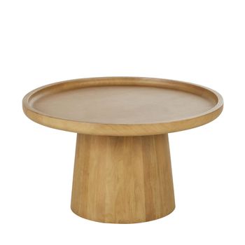 Mesa de centro redonda de mango macizo blanqueado Ø80 cm
