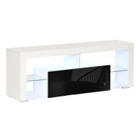 mueble de tv 140x35x52 cm negro y blanco