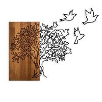 decoracion pared de madera arbol and birds 1 nogal negro 61x58 cm