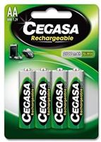 cegasa rechargeable - pack 4 pilas hr6 2100 mah color verde