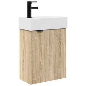 Módulo De Baño Con Grifería Roble Sonoma 45,5 X 22,5 X 84 Cm Vidaxl