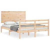 cama matrimonial  cama doble  estructura de cama con cabecero madera maciza 140x190 cm cfw60457