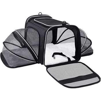 Transportín Plegable para Gatos y Perros Medianos Prowalk, Extensible y Aprobado para Aerolíneas, con Forro Extraíble,