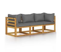 sofa de jardin de 3 plazas con cojin madera maciza de acacia
