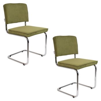 Sillas de comedor de terciopelo caqui (x2)