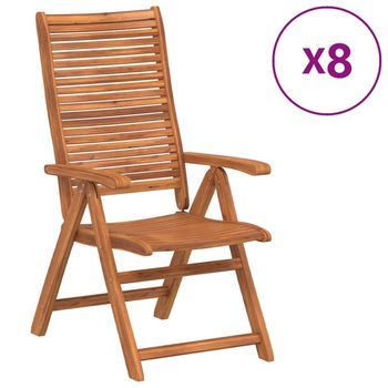 Sillas Jardín Reclinables 8uds Madera Maciza Acacia 56x72x107cm Vidaxl