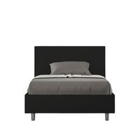 cama de una plaza y medio con somier acolchada 120x190 cuero sintetico negro adele