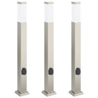 balizas de luz con toma de corriente 3 unidades 80 cm acero inoxidable ip44 vidaxl