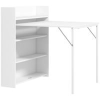homcom mesa plegable de comedor mesa de cocina con ala abatible 4 compartimentos hasta 3 personas 785x91x93 cm blanco