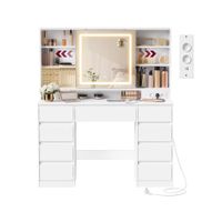 tocador con espejo luz y almacenaje para maquillaje y accesorios
