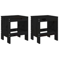 2 uds taburetes de jardin  otomana de jardin  reposapies de jardin madera maciza pino negro 40x36x45 cm