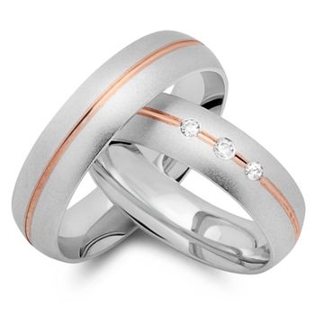 Alianzas 18 quilates oro rojo-blanco 3 diamantes