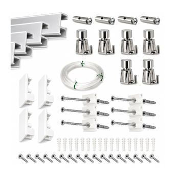 Eurohang Pack Colgar Cuadros Sin Agujeros 6m Guías Aluminio Plata Mate Con 6 Colgadores Automático, Cuelga Cuadros Sin Clavos Hogar Oficina