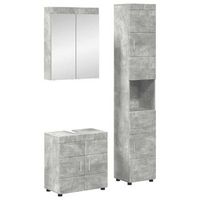 juego de muebles de bano tulum 3 uds gris concreto vidaxl