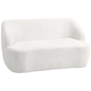 HOMCOM Sofá de 2 Plazas Tapizado en Borreguito de 142 cm con Diseño Curvo Acolchado Grueso No Requiere Montaje Crema