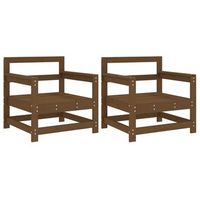 pack 2 uds sillones de jardin  silla de jardin  silla de exterior madera maciza pino marron miel