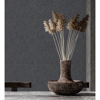 Papel Pintado Vinílico Lavable Mosaico De Madera Con Textura En Relieve - Hout 680996 De Gaulan - Rollo De 10 M X 1,06 M