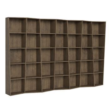 Librería De Madera Blanca Desestructurada Brika 317 Cm-color Marrón-anchura 317 Cm