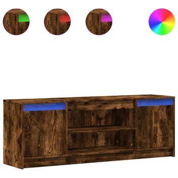 Mueble De Tv Led Madera Ingeniería Roble Ahumado 139,5x34x50 Cm Vidaxl