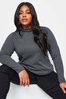 yours top gris oscuro de cuello alto mujer curvy y tallas grandes yours