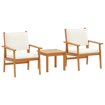 Set De Bistro De Jardín 3 Pzas Con Cojines Madera Madera Acacia Cfw803141