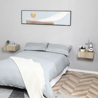 mesitas de noche pared melamina de madera homcom 40x30x15cm-natural