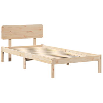 Cama Individual | Estructura De Cama Con Cabecero 90x200 Cm Madera De Pino Maciza Cfw98362