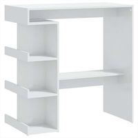 mesa bar  mesa de bistro con estante aglomerado blanco brillo 100x50x1015 cm