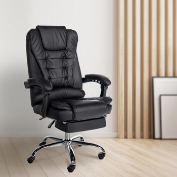 Silla de oficina giratoria regulable en simil cuero negro