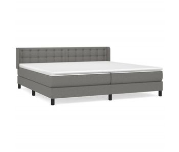 Cama box spring con colchón tela gris oscuro 200x200 cm botones