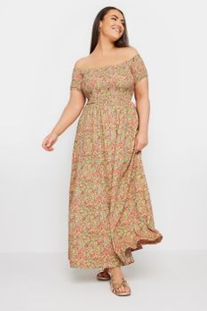 Yours Vestido Largo De Nido De Abeja Con Flores, Mujer Curvy Y Tallas Grandes, Yours