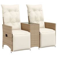 sofa de jardin reclinable de 2 plazas  sofa de exterior con mesa ratan pe beige