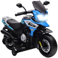 aiyaplay moto electrica para ninos con rueditas espejos y reposapies en pp y metal 855x445x56 cm blu   aosom espana
