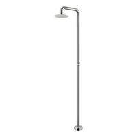 ducha de piscina en acero 316 color acero con difusor orientable y base decorativa