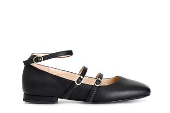 bailarina de piel con 3 hebillas. black 36