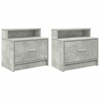 pack 2 uds mesitas de noche  mesilla de noche con cajon gris hormigon 51x31x47 cm