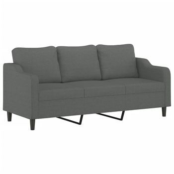 Sofá De 3 Plazas | Sofá De Salón | Sofá De Descanso De Tela Gris Oscuro 180 Cm