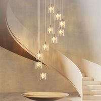 lampara colgante moderna de 10 llamas para comedor de cristal g9 para escalera zmh