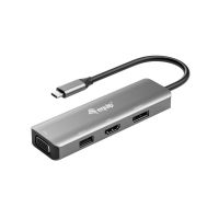 adaptador usb-c equip 133485 hdmi displayport vga usb 20 4k aluminio negroplata
