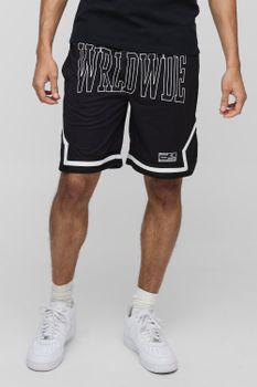 Pantalón Corto Worldwide De Malla Estilo Baloncesto, Negro